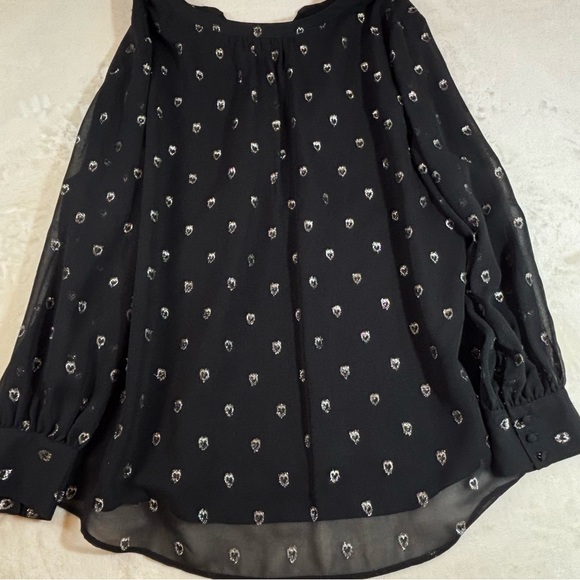Women’s Talbots Black Sheer With Gold Sparkle Blouse Size 3X - Picture 2 of 7